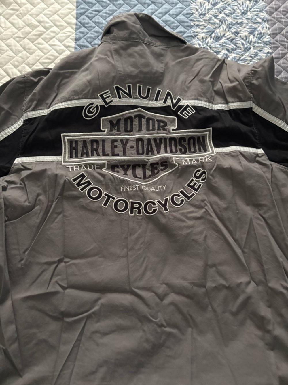 Harley-Davidson Gray & Black Genuine Motorcycles Mechanic Shirt